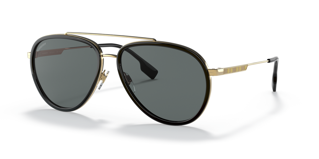 Burberry BE3125 101781 Dorado / Gris oscuro polarizado vista 2