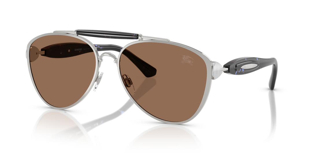 Burberry BE3160 100573 Plateado / Marrón oscuro vista 2