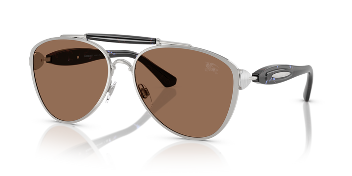 Burberry BE3160 100573 Plateado / Marrón oscuro vista 2