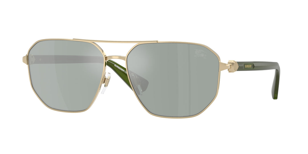 Burberry BE3166 110982 Dorado claro / Verde Petróleo Espejo Plateado vista 1