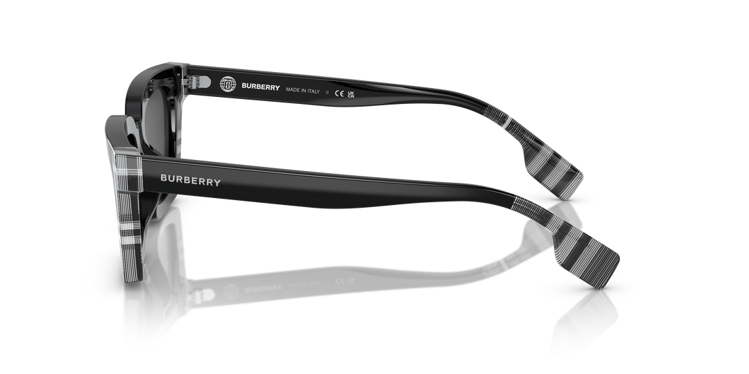Burberry BE4392U 405187 Negro/Cuadriculado Blanco y Negro / Gris oscuro vista 3
