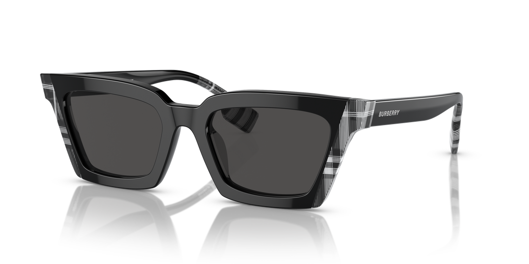Burberry BE4392U 405187 Negro/Cuadriculado Blanco y Negro / Gris oscuro vista 2