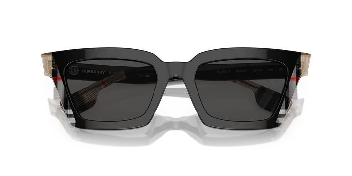 Burberry BE4392U 405587 Negro/Cuadriculado Vintage / Gris oscuro vista 6