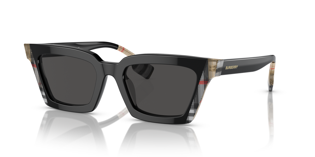 Burberry BE4392U 405587 Negro/Cuadriculado Vintage / Gris oscuro vista 2