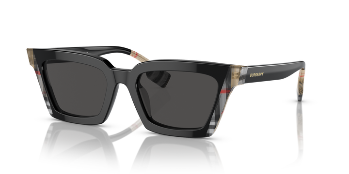 Burberry BE4392U 405587 Negro/Cuadriculado Vintage / Gris oscuro vista 2