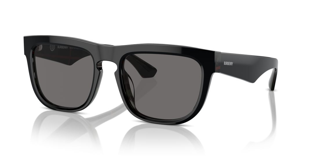 Burberry BE4431U 412181 Negro Sobre Cuadriculado Vintage / Gris oscuro polarizado vista 2