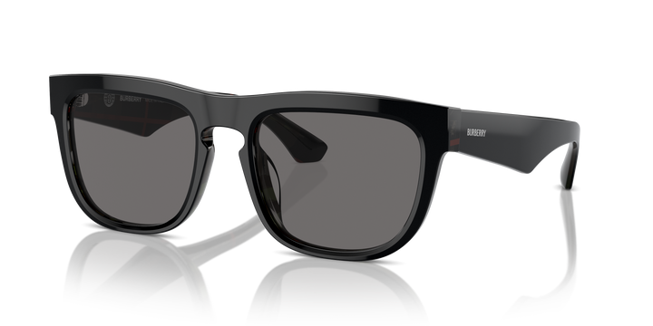 Burberry BE4431U 412181 Negro Sobre Cuadriculado Vintage / Gris oscuro polarizado vista 2