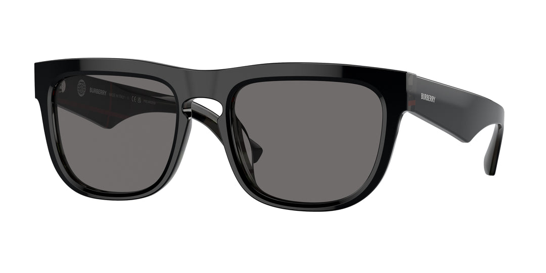 Burberry BE4431U 412181 Negro Sobre Cuadriculado Vintage / Gris oscuro polarizado vista 1