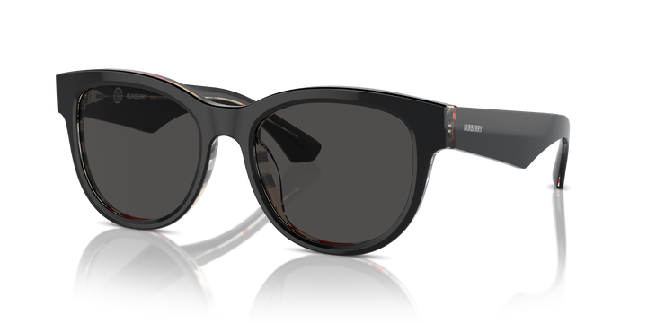 Burberry BE4432U 412187 Negro Sobre Cuadriculado Vintage / Gris oscuro vista 2