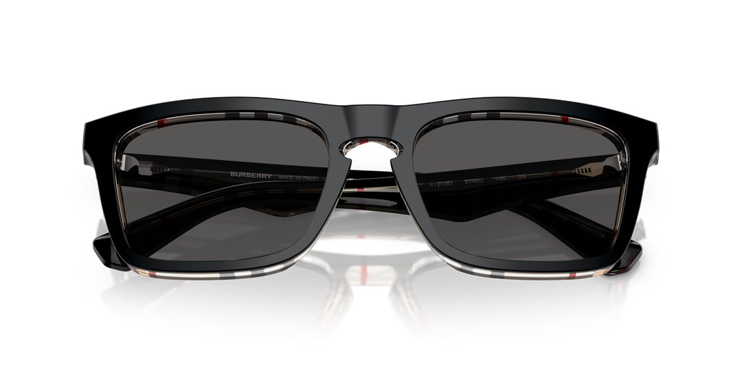 Burberry BE4434 412187 Negro Sobre Cuadriculado Vintage / Gris oscuro vista 6