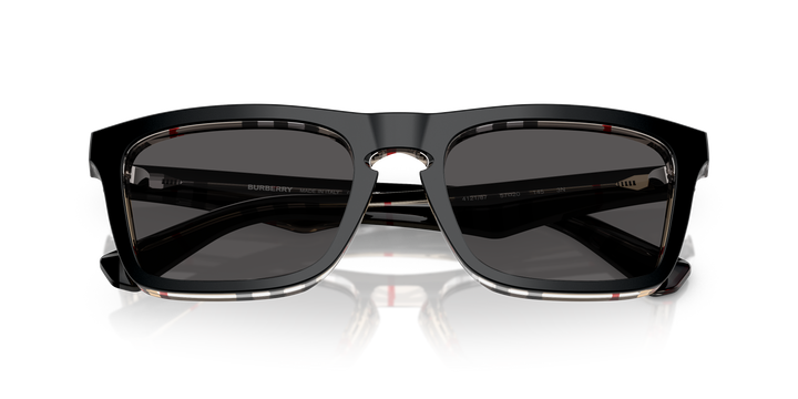 Burberry BE4434 412187 Negro Sobre Cuadriculado Vintage / Gris oscuro vista 6