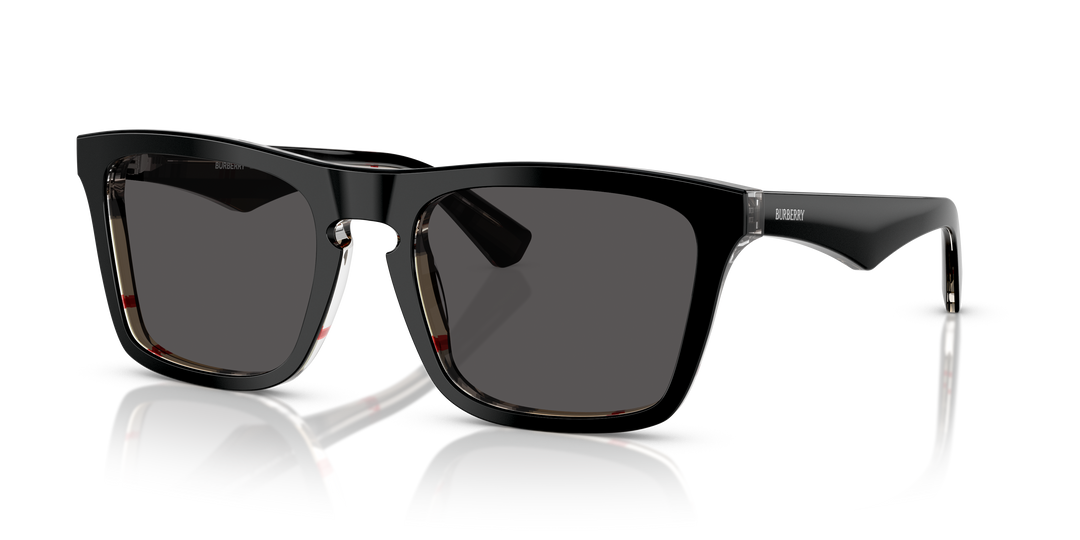 Burberry BE4434 412187 Negro Sobre Cuadriculado Vintage / Gris oscuro vista 2