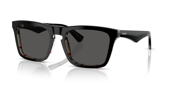 Burberry BE4434 412187 Negro Sobre Cuadriculado Vintage / Gris oscuro vista 2