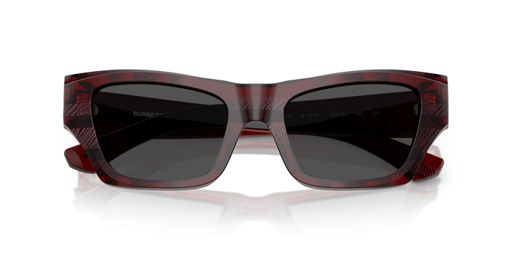 Burberry BE4441U 411587 Rojo De Cuadros / Gris oscuro vista 6
