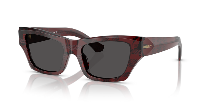 Burberry BE4441U 411587 Rojo De Cuadros / Gris oscuro vista 2