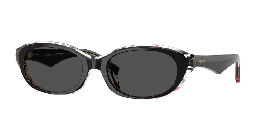 Burberry BE4447D 412187 Negro Sobre Cuadriculado Vintage / Gris oscuro vista 1