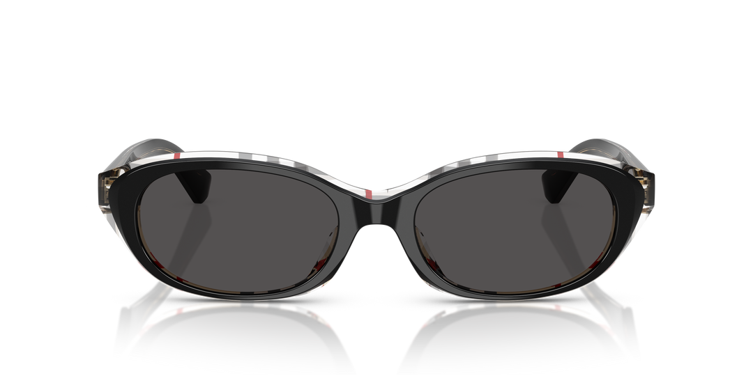 Burberry BE4447D 412187 Negro Sobre Cuadriculado Vintage / Gris oscuro vista 5