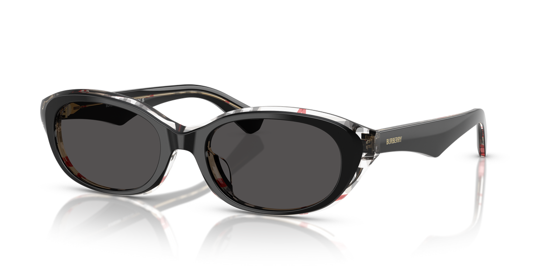 Burberry BE4447D 412187 Negro Sobre Cuadriculado Vintage / Gris oscuro vista 2