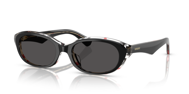 Burberry BE4447D 412187 Negro Sobre Cuadriculado Vintage / Gris oscuro vista 2