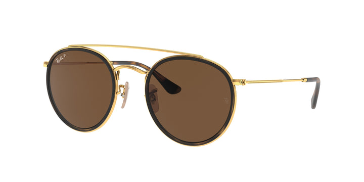 Ray Ban Round Double Bridge Rb3647N 001/57 Oro arista / Marrón Polarizado