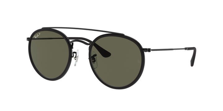 Ray Ban Round Double Bridge Rb3647N 002/58 Negro / G-15 Verde Polarizado