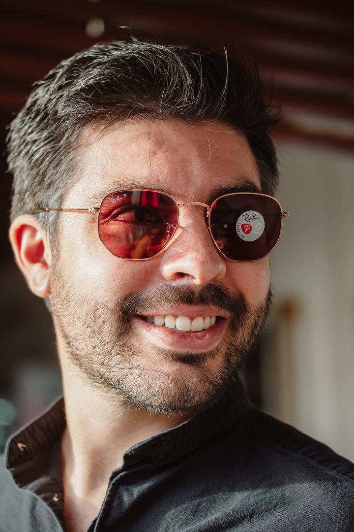 Foto real Reval - RAY BAN HEXAGONAL POLARIZADO RB3548N - RB3548N polarizado rosa vino - _MG_4428.jpg