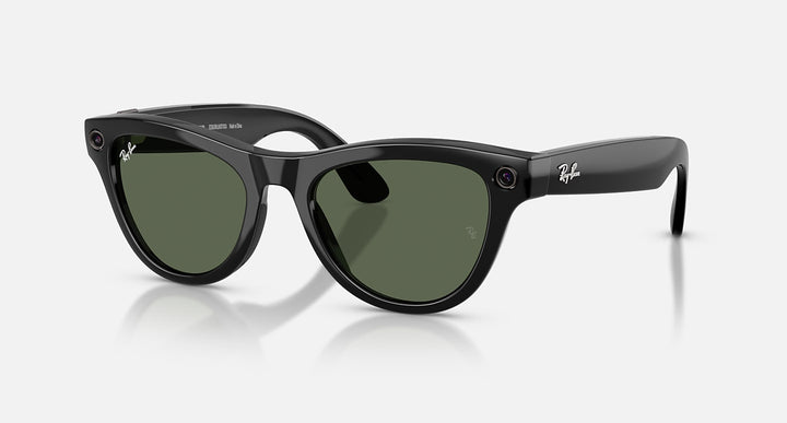 Ray-Ban Meta Skyler Gen 2 RW4014 601/71 52 Negro Brillante Verde G-15 - vista tres cuartos