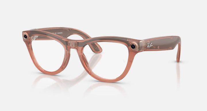 Ray-Ban Meta Skyler Gen 2 RW4014 6778M4 52 Durazno Brillante Transitions Marrón - vista tres cuartos