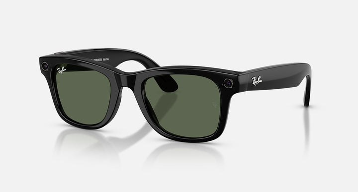 Ray-Ban Meta Wayfarer Gen 2 RW4012 601/71 53 Negro Brillante Verde G-15 - vista tres cuartos